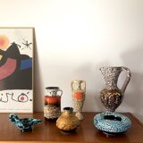 Vase en céramique jaune Fat Lava années 70