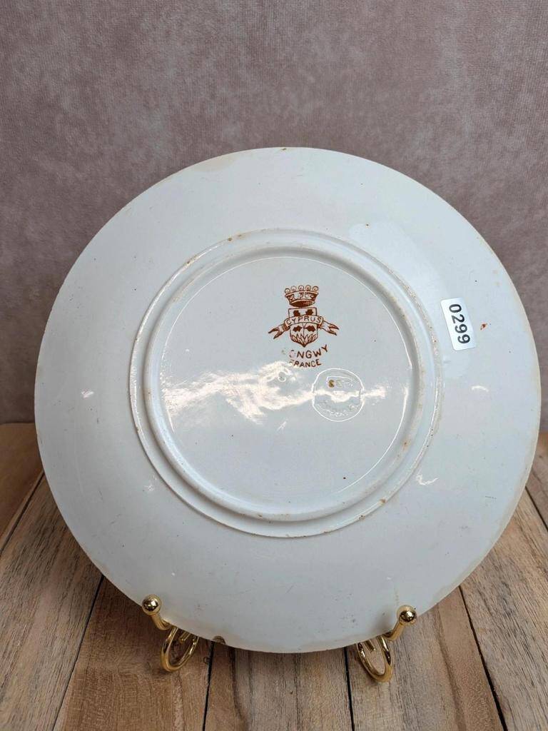 Antique flat plate in Longwy ironstone – Cyprus polychrome model