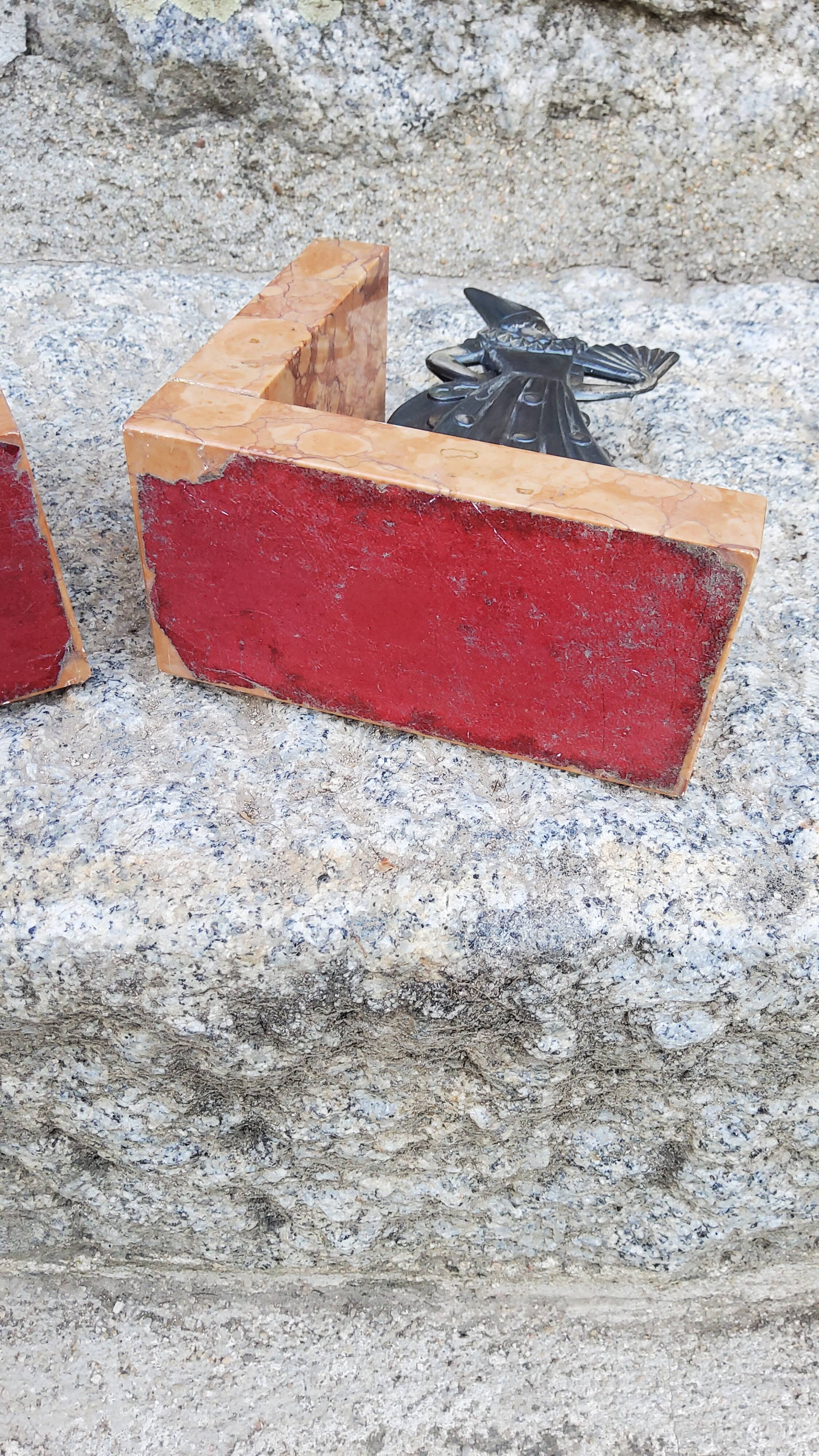 Pair of art deco bookends marble and regulates Pierrot and Colombine