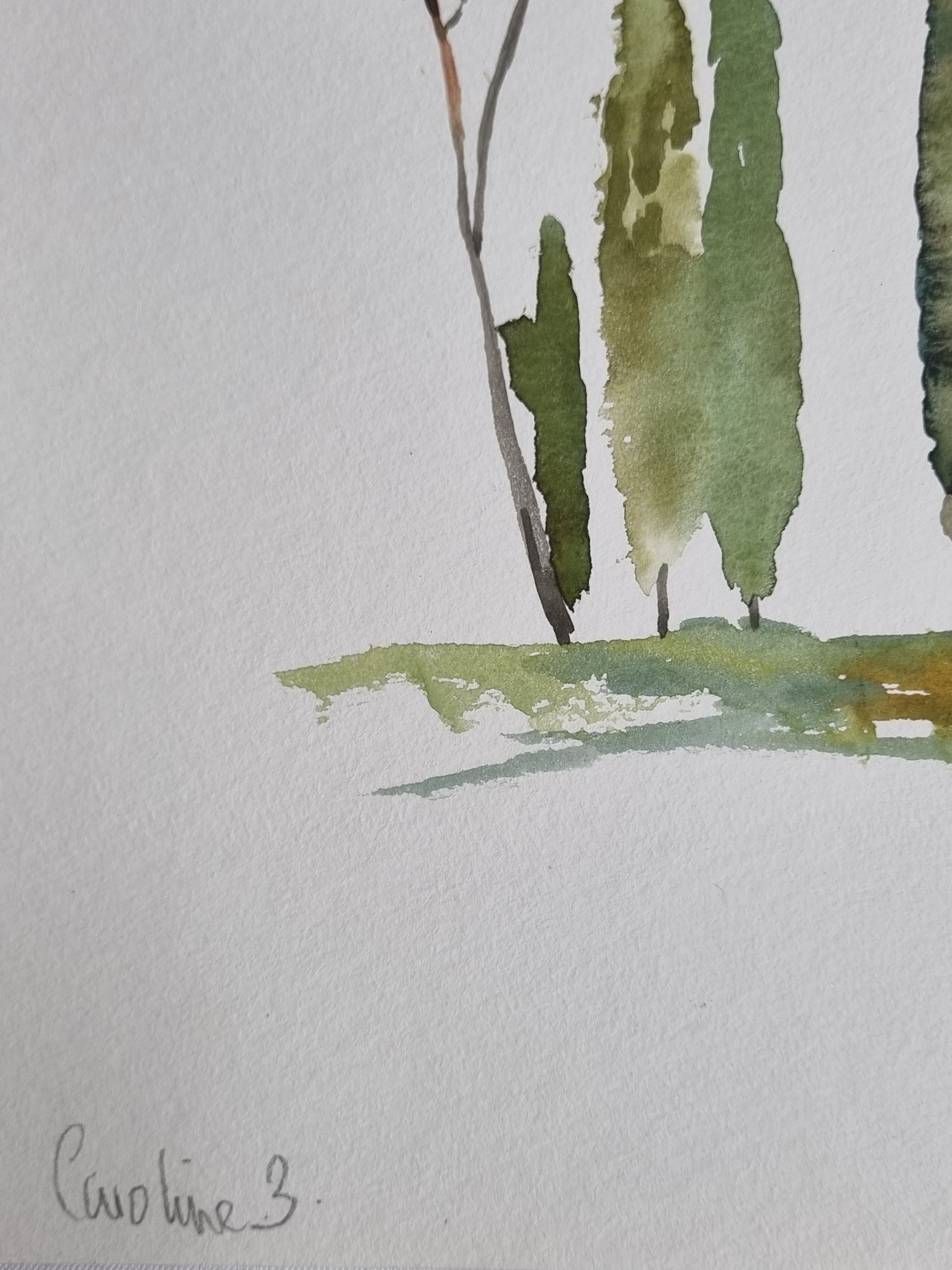 Aquarelle originale, paysage méditerranéen 3, 26 x 25 cm