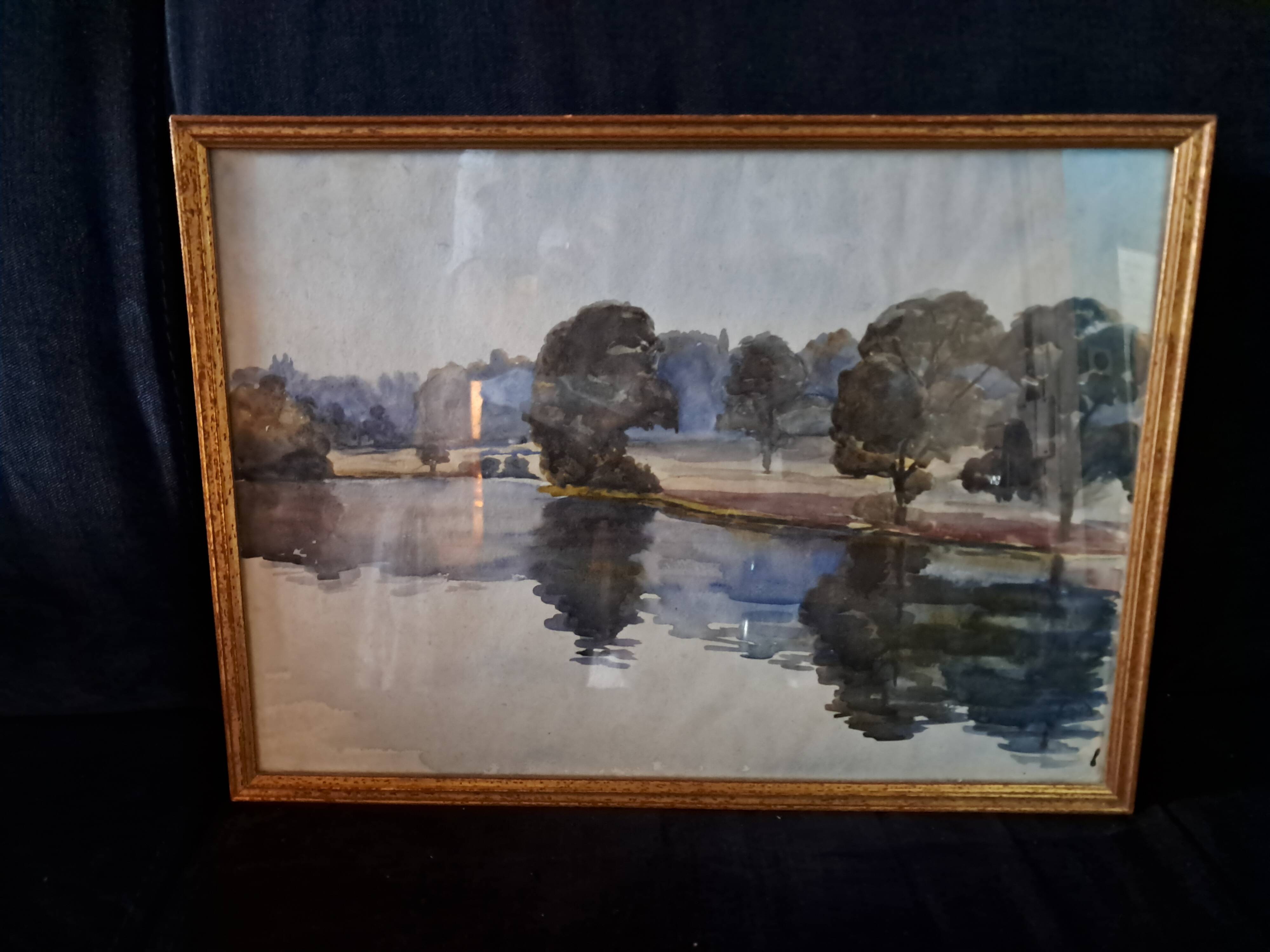 Ancient painting depicting a landscape