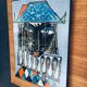 Vintage Italian Ceramic Art Blue Harlequin Tile Panel, 1960s