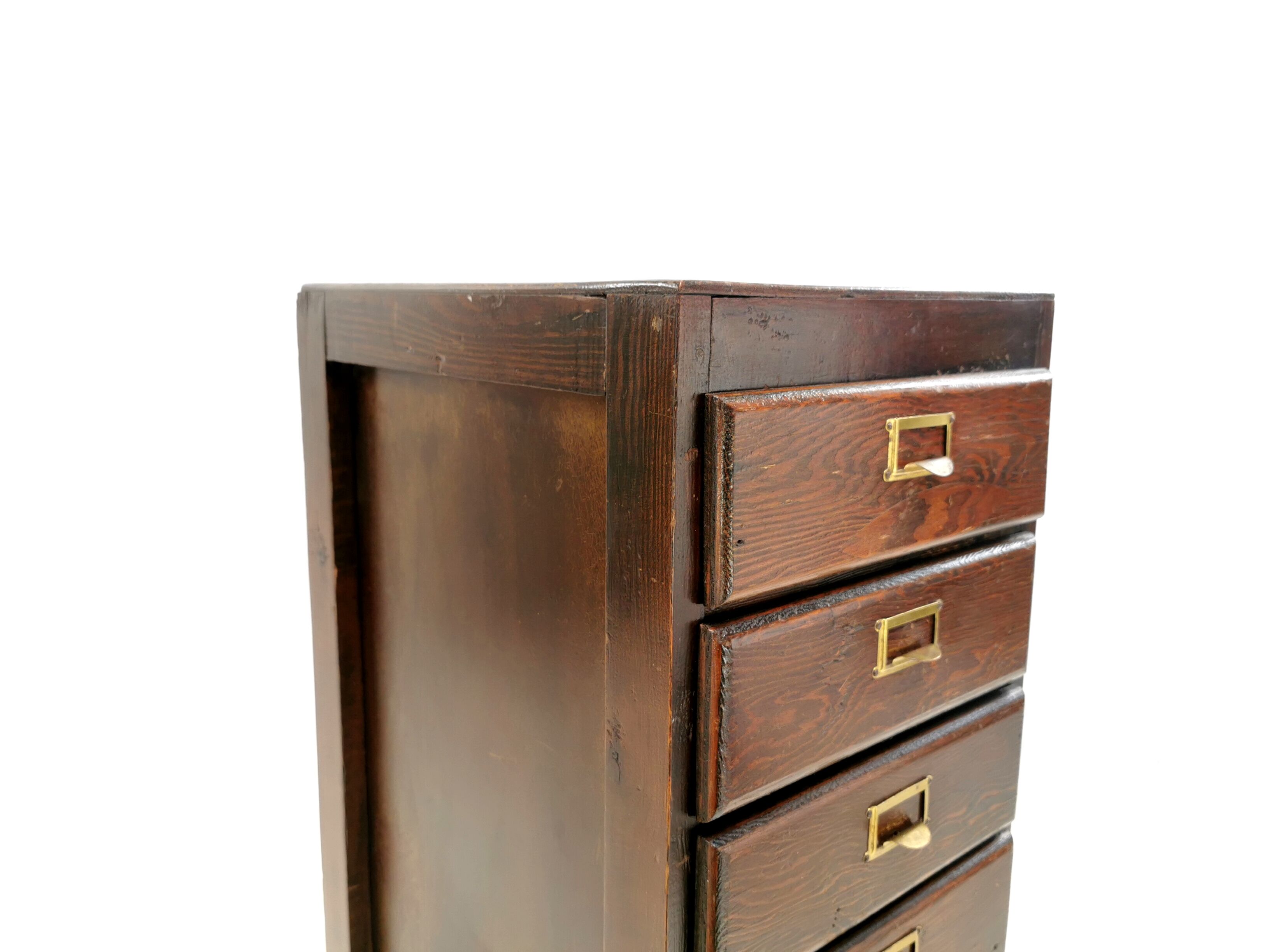 Vintage British bank of eight drawers filing cabinet