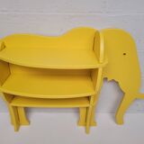 Bibliothèque en bois jaune en forme d'éléphant, Habitat 1980