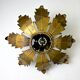 Spanish sunburst flush mount light fixture in gilt iron, circa 1970s