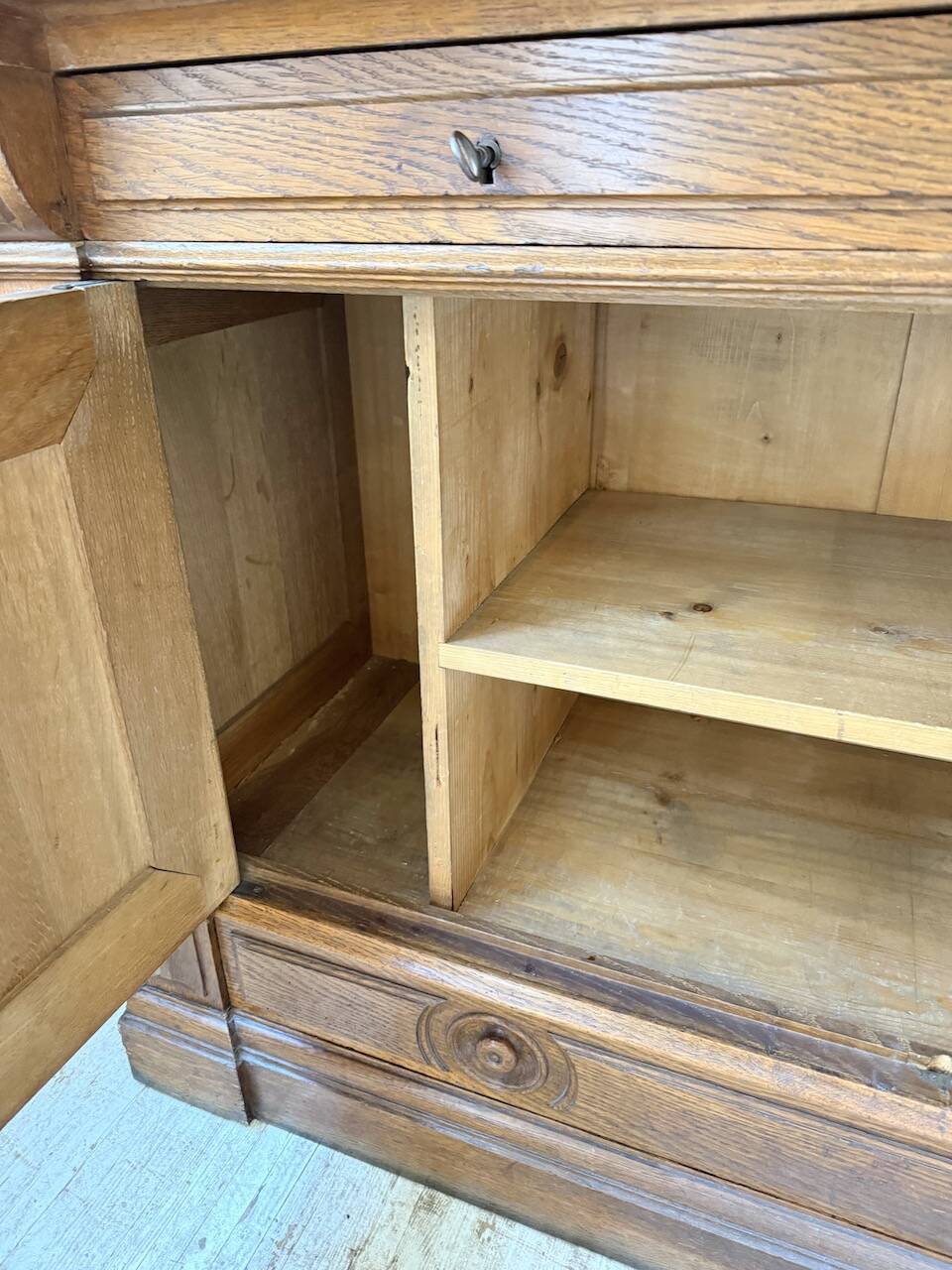 Antique XL Napoleonic oak glass bookcase, 19th century