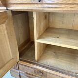 Old XL Napoleonic oak glass bookcase, 19th century