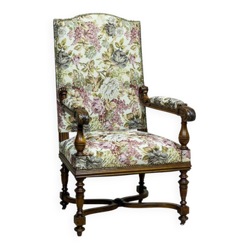 Fauteuil en chêne français antique, années 1890