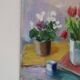 Huile sur toile suédoise d'époque mi-siècle – « Nature morte avec des tulipes » par Ove Månsson – vintage et encadrée – 51 × 62 cm (20,1" × 24,4")