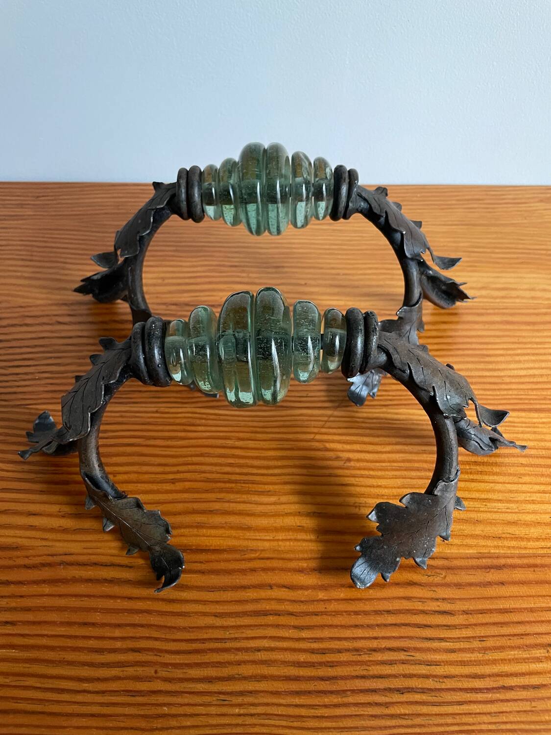 Wrought iron and glass door handle