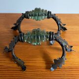 Wrought iron and glass door handle