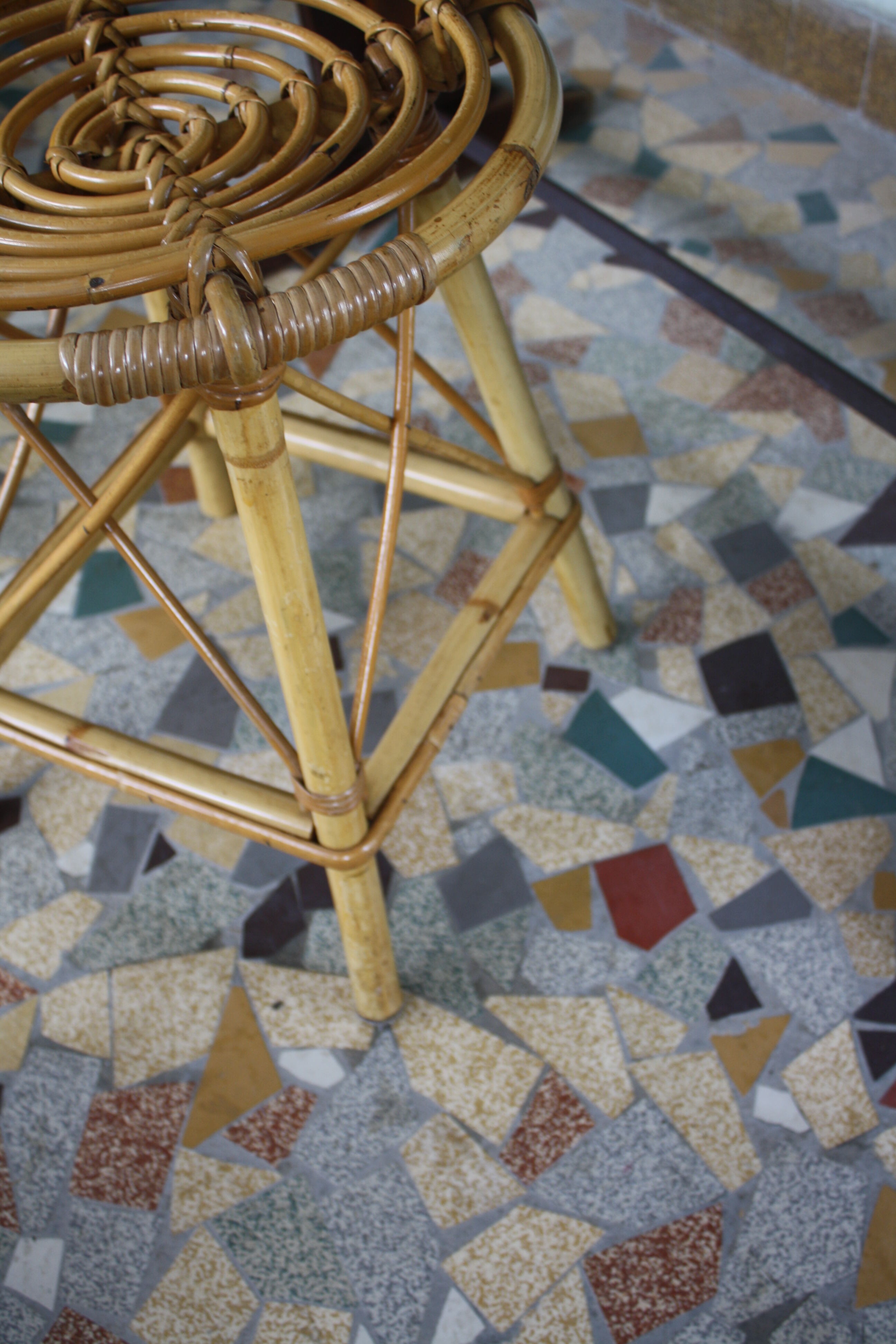 Vintage rattan stool