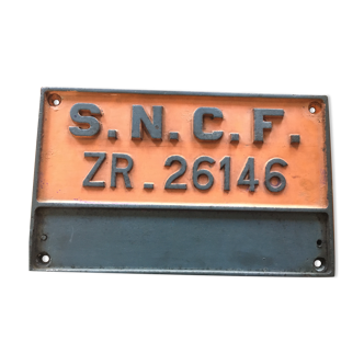 SNCF train registration plate