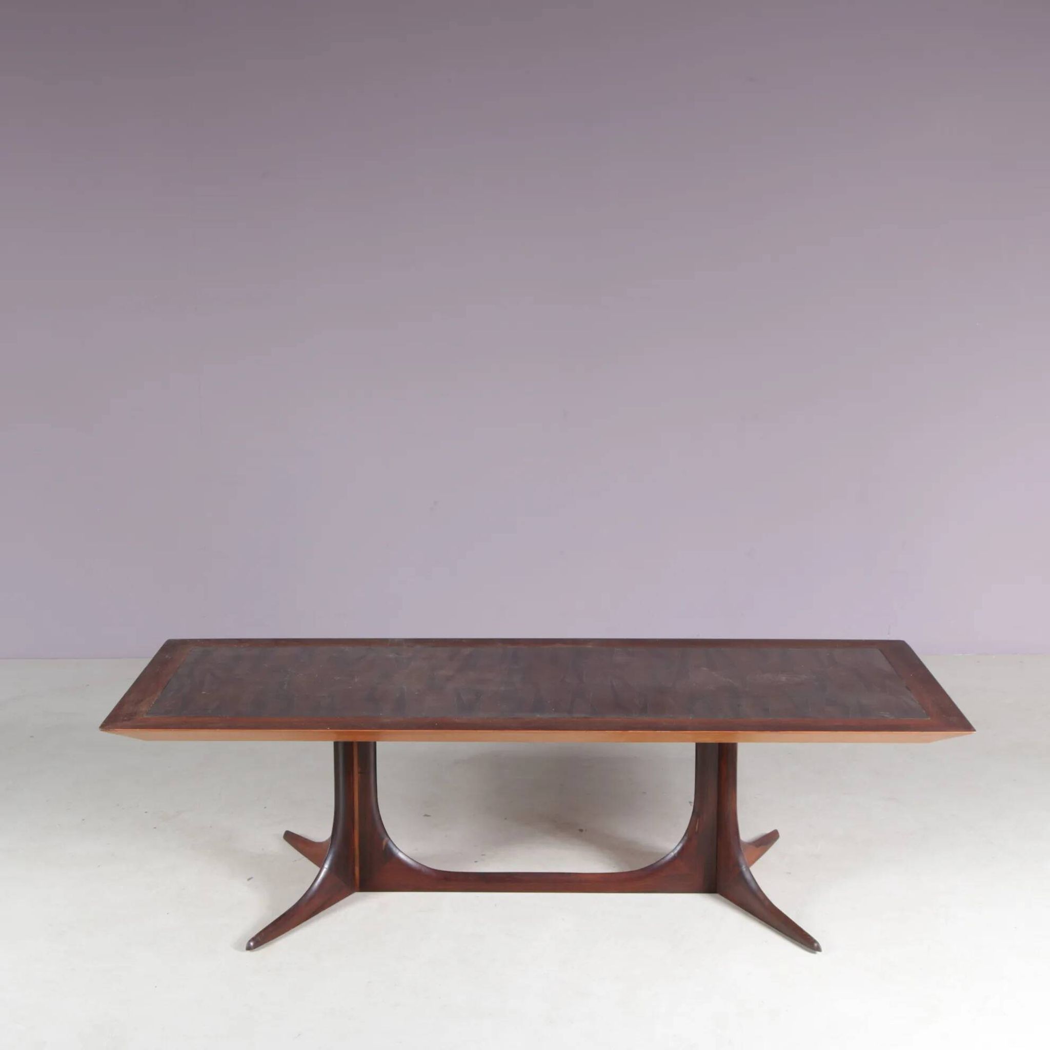 Table basse en bois avec cuivre des années 1960, Danemark