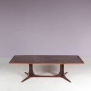 Table basse en bois avec cuivre des années 1960, Danemark