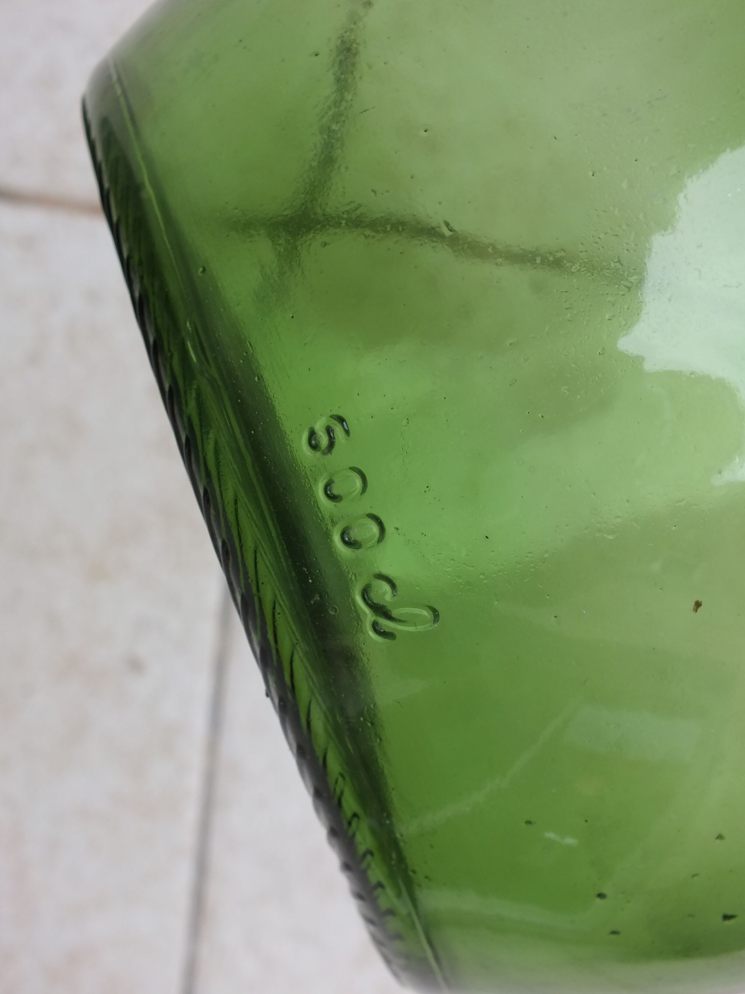 Old green glass bottle 5L