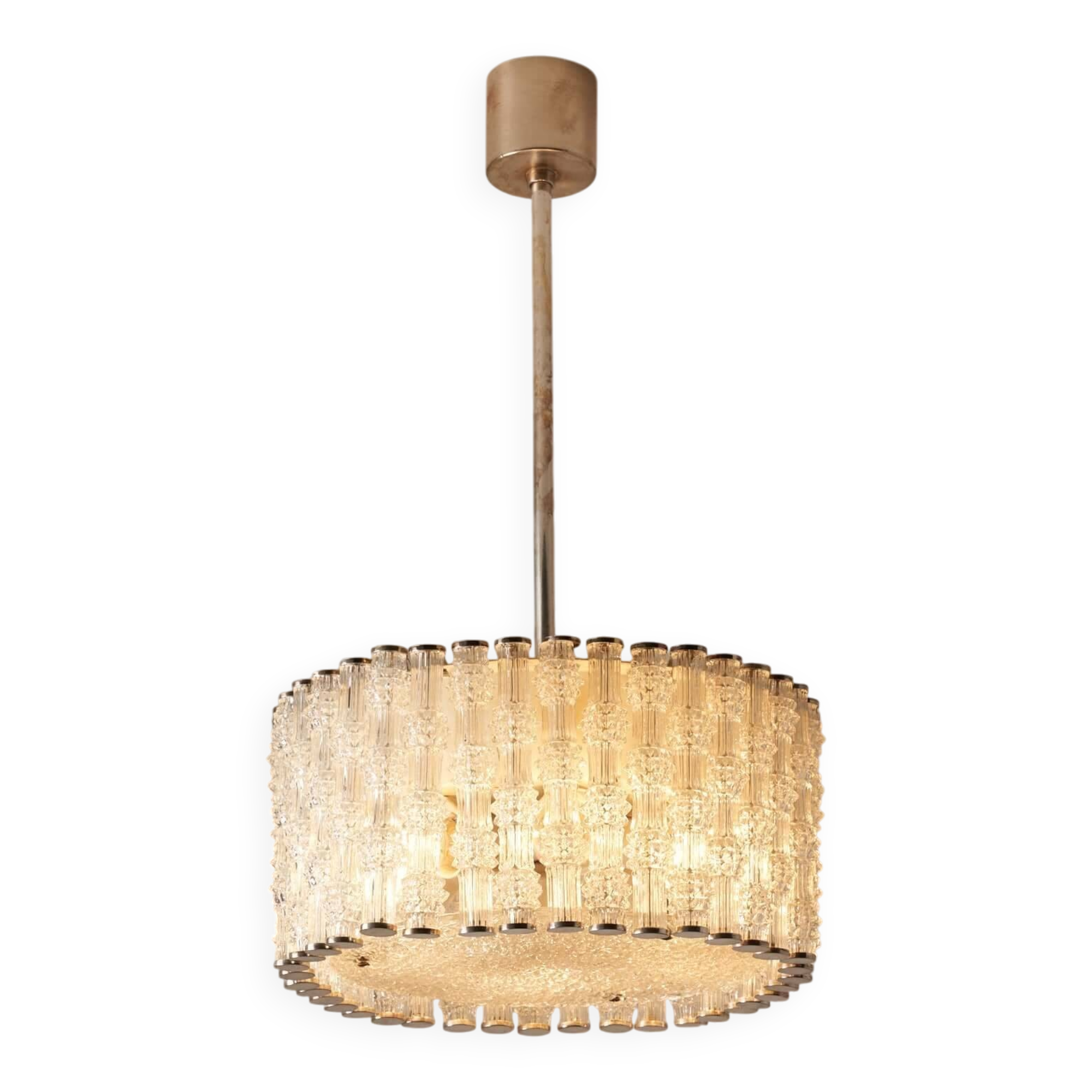 Kaiser Leuchten glass pendant lamp with nickel patina