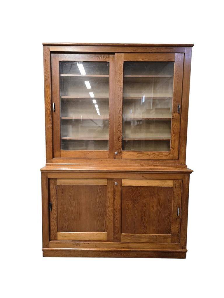 Vintage industrial wooden display cabinet / cupboard / laboratory cabinet