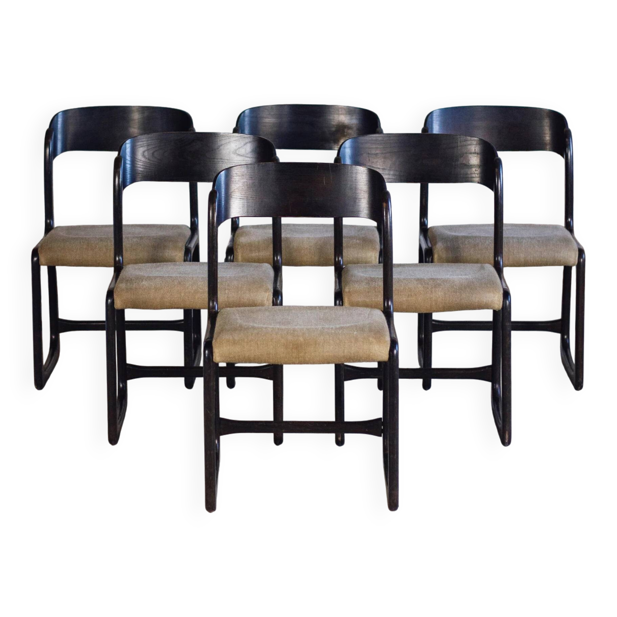 Set of 6 Traineau chairs by Baumann, 1960