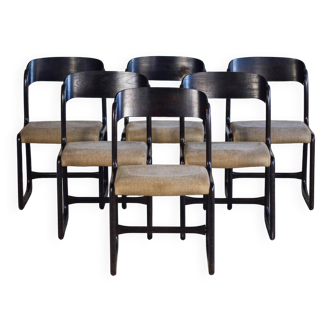 Set of 6 Traineau chairs by Baumann, 1960