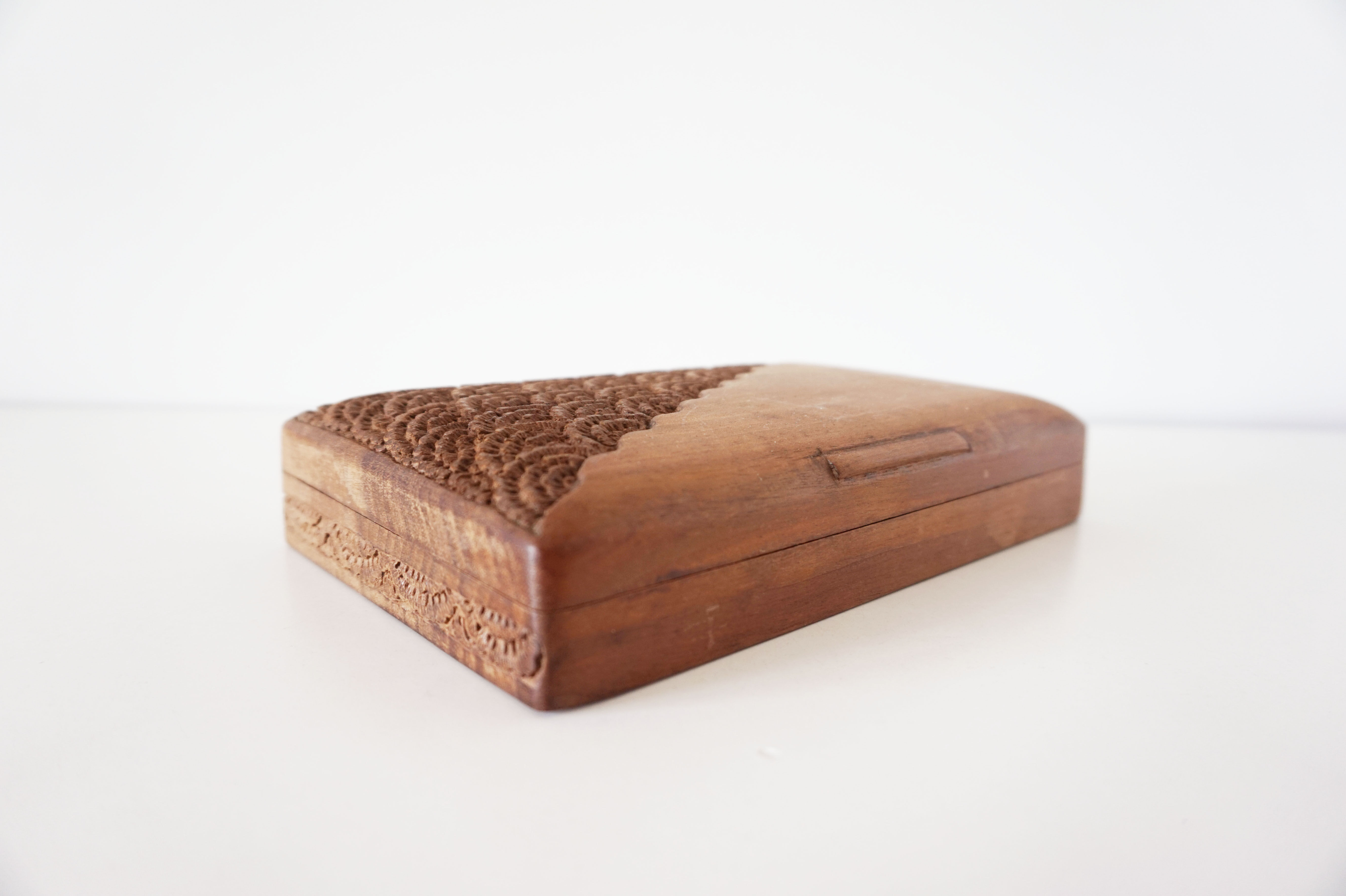 Antique chiseled wooden box