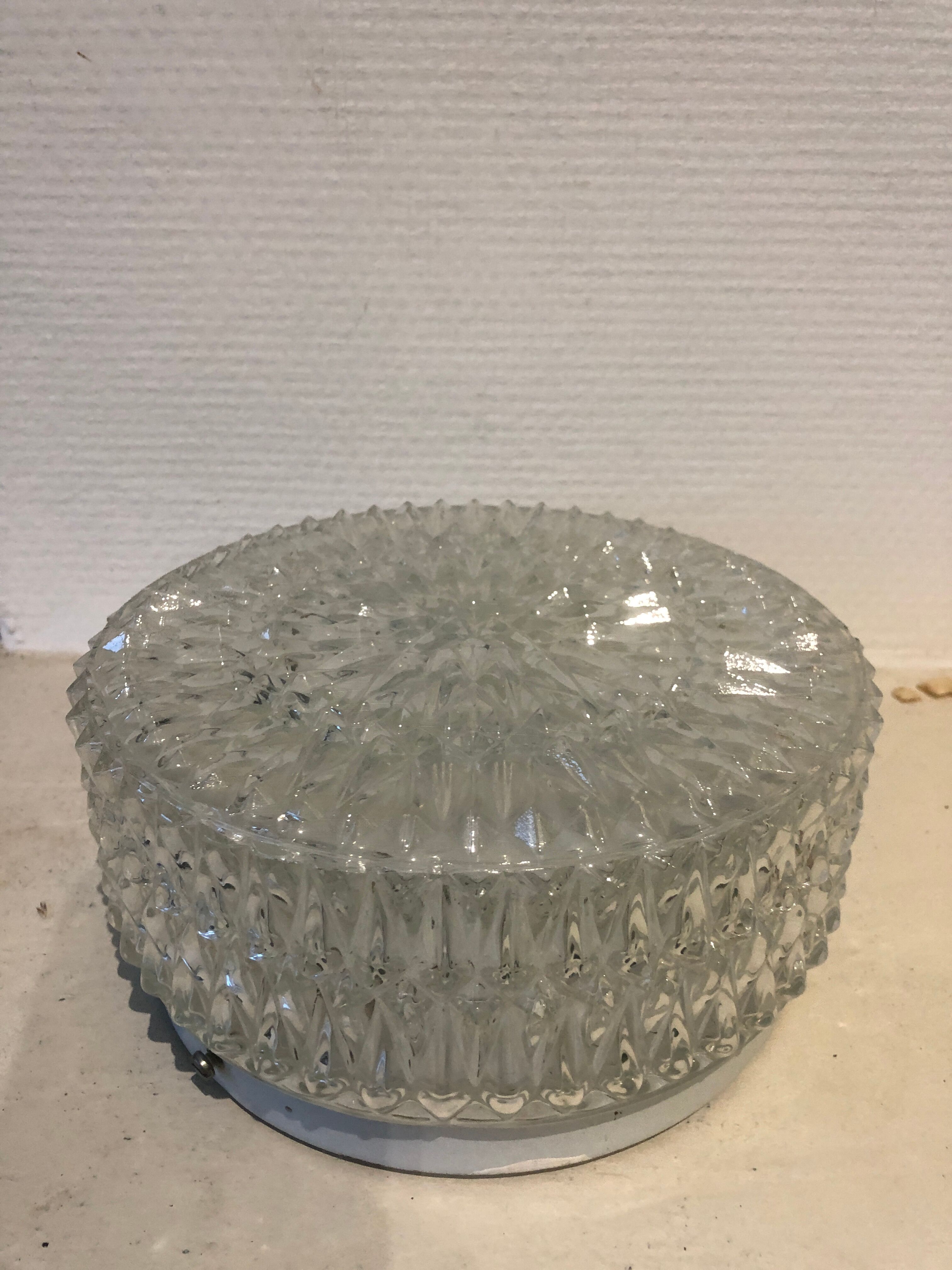 Plafonnier en verre vintage années 70