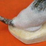 Zoomorphic sculpture cracked ceramic fox terrier dogs