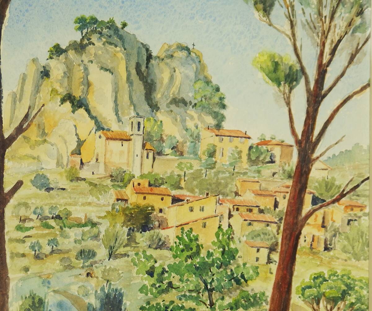 "La Roque Alric" watercolor on paper by Gabriel Kissling