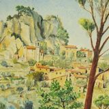"La Roque Alric" watercolor on paper by Gabriel Kissling