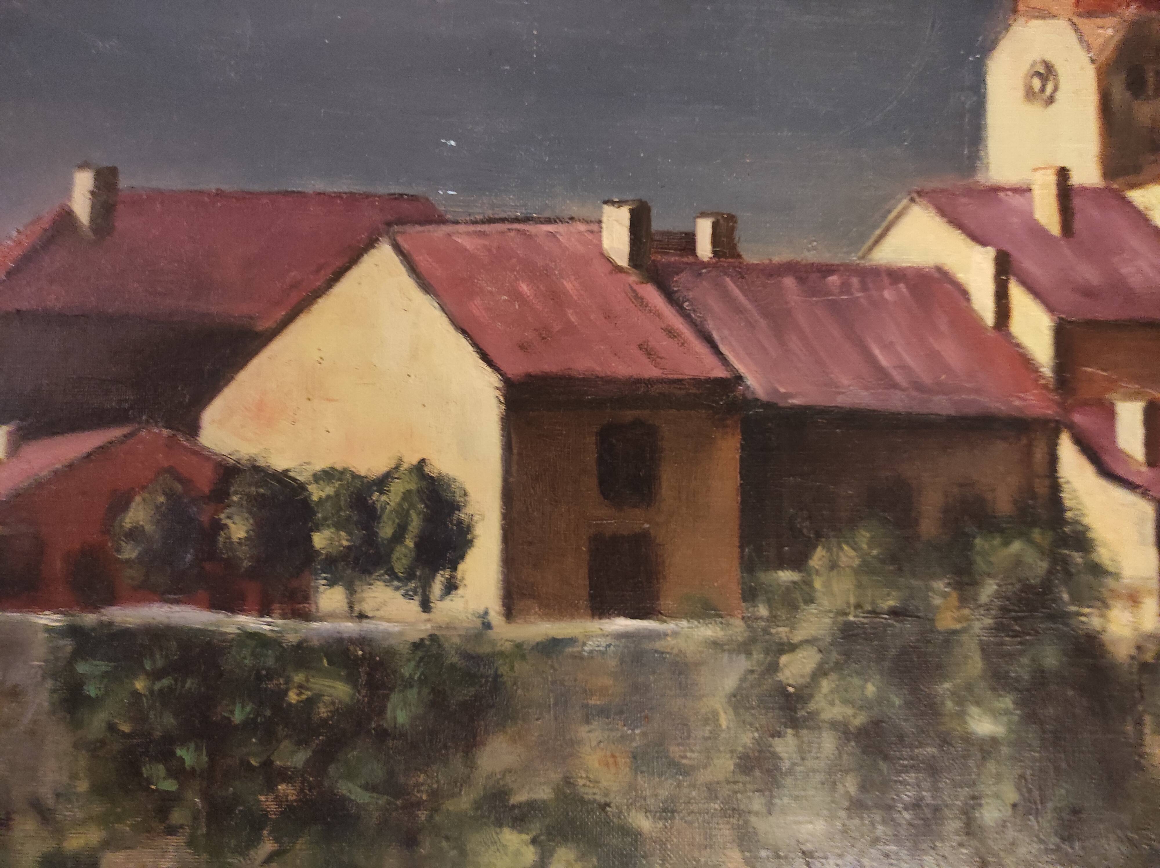 French vintage oil painting on canvas, signed A. Lahour, 1964