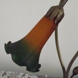 Vintage Bronze Effect Metal Lily Pad Double Light Table Lamp Tulip Shades