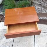 Varnished wooden bedside table Scandinavian style / vintage 60s-70s