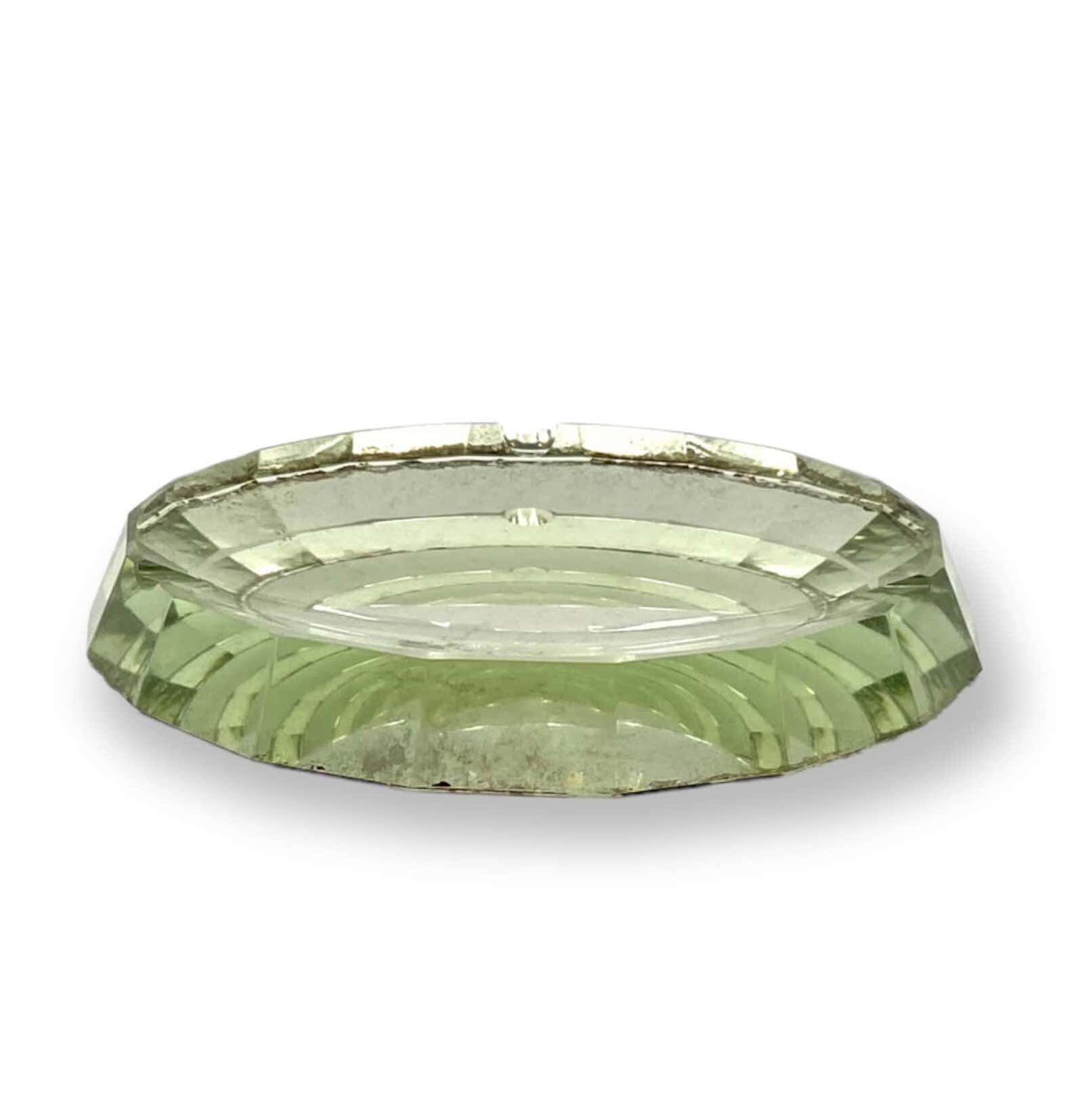 Modern mirrored crystal beveled ashtray, Italy 1940s