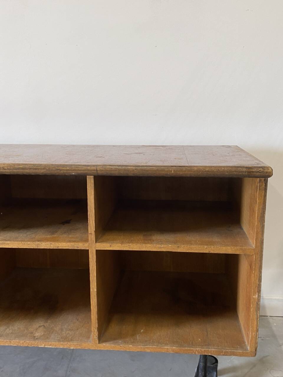 Vintage shop counter made of wood and metal