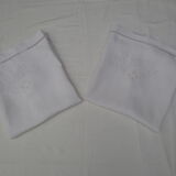 Pair of old cushions cover in thin white canvas, monogrammed