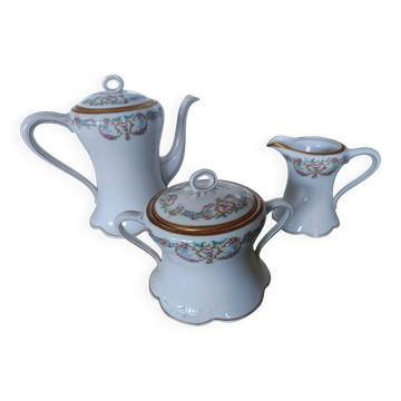 Limoges porcelain service – Lewis Straus & Sons – gold floral decoration