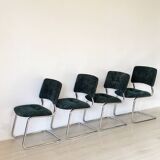 4 Strafor chrome and velvet chairs
