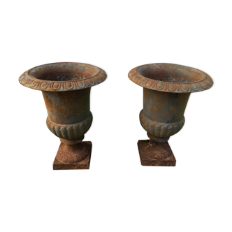 Pair of Medici cast iron vase H 33 cm