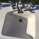 Old double sink with faucet
