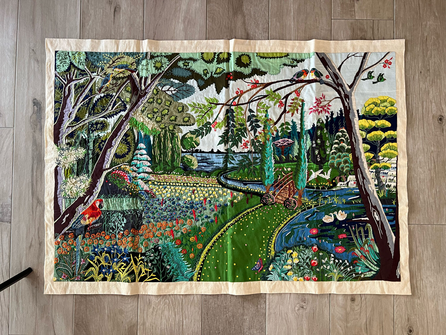 Embroidered wall hanging