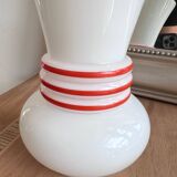 Vintage white opaline vase with red trim 29 cm White Opaline Va