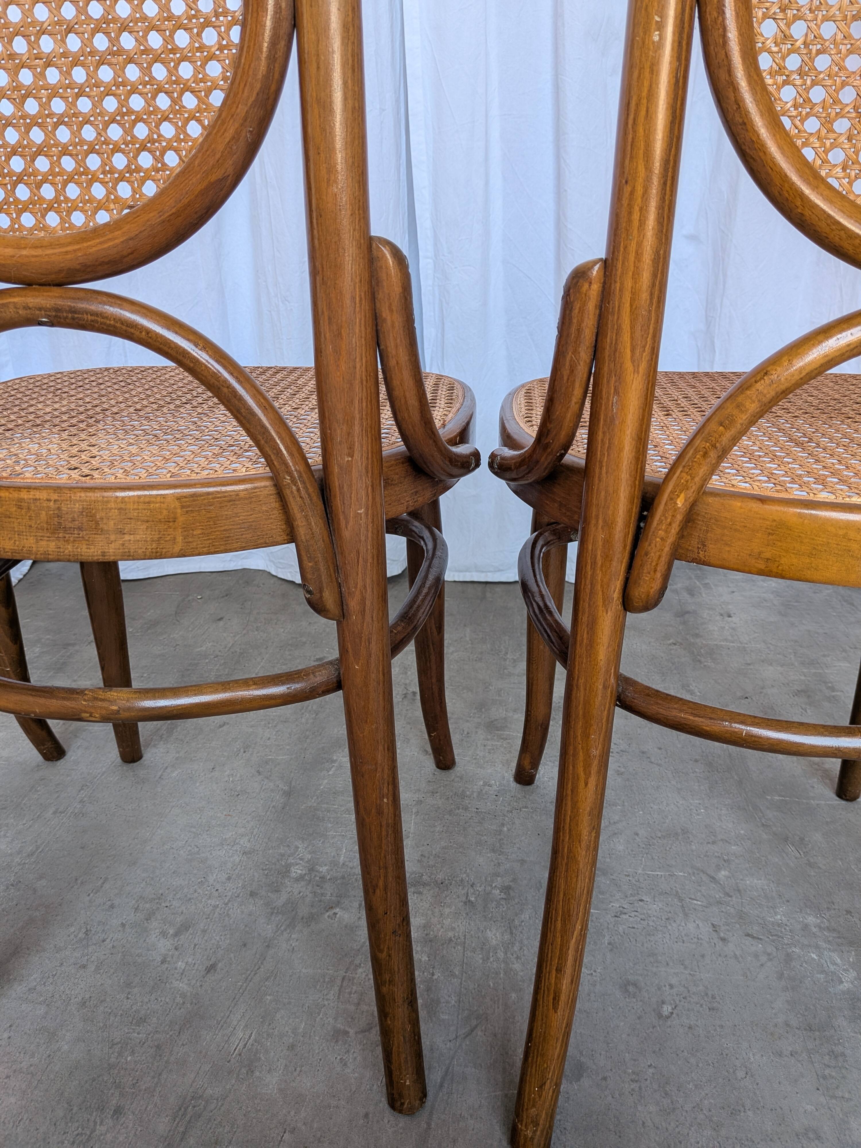 Set of 6 Mid-century Bentwood Cane Dining Chair, Thonet Style, 1970s Yugosl