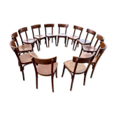 12 chaises bistrot anciennes en bois courbé