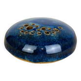 Blue ceramic flower spike ball vase, 7 soleils workshop