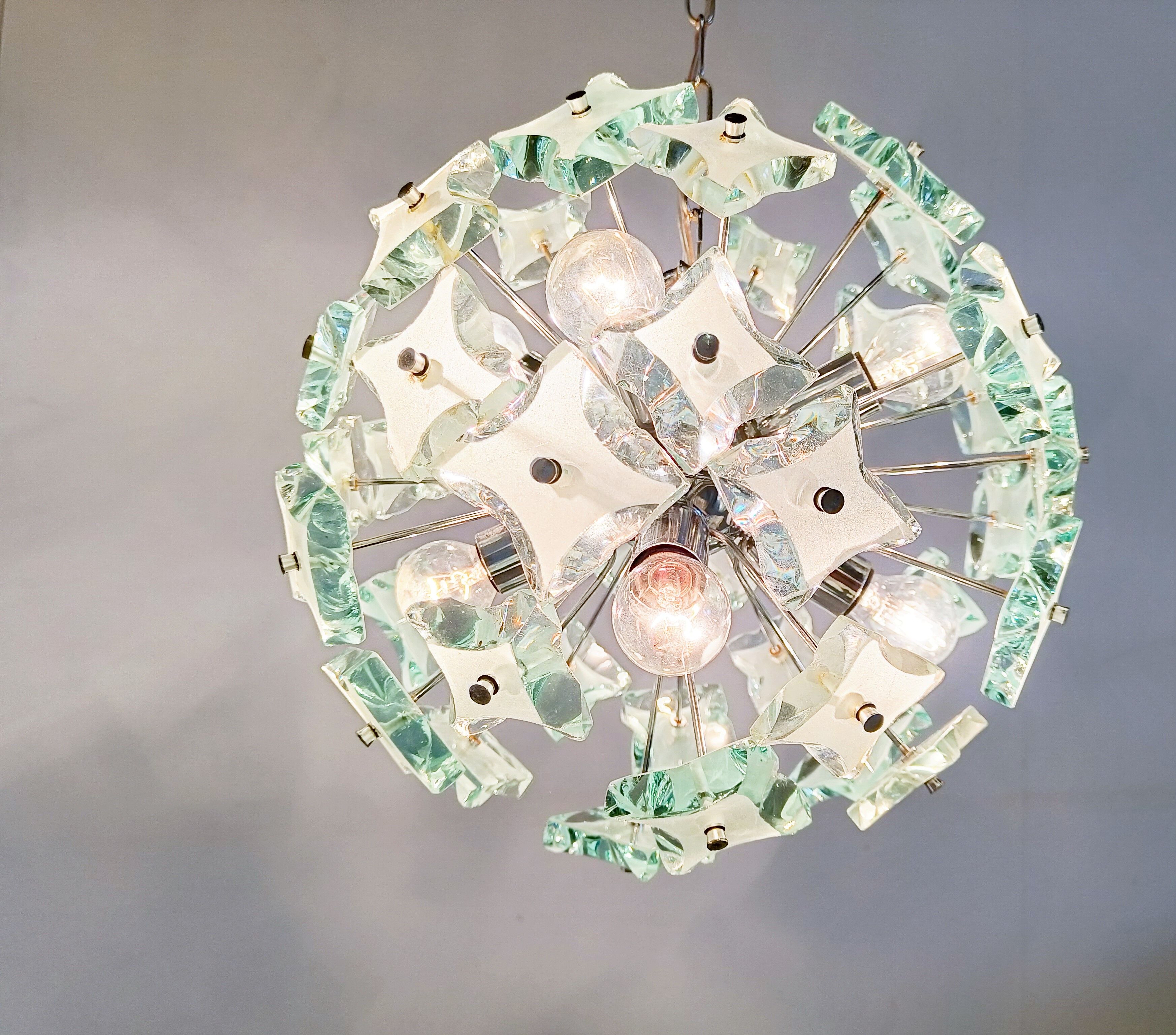 Mid century glass sputnik chandelier, 1970s