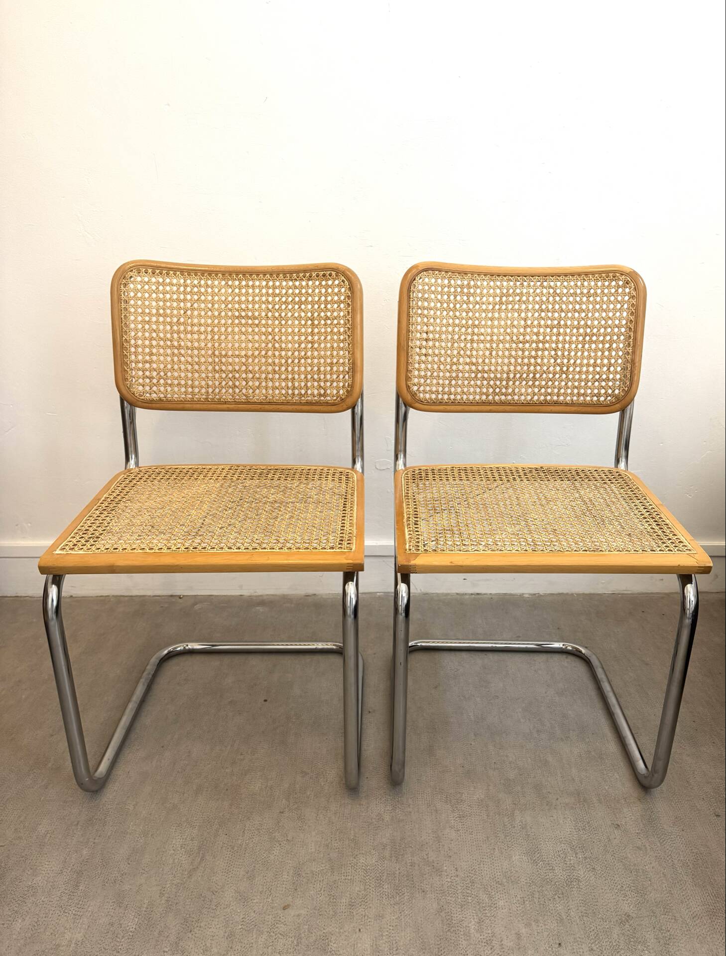 Pair of Marcel Breuer Cesca B32 chairs Made in Italy