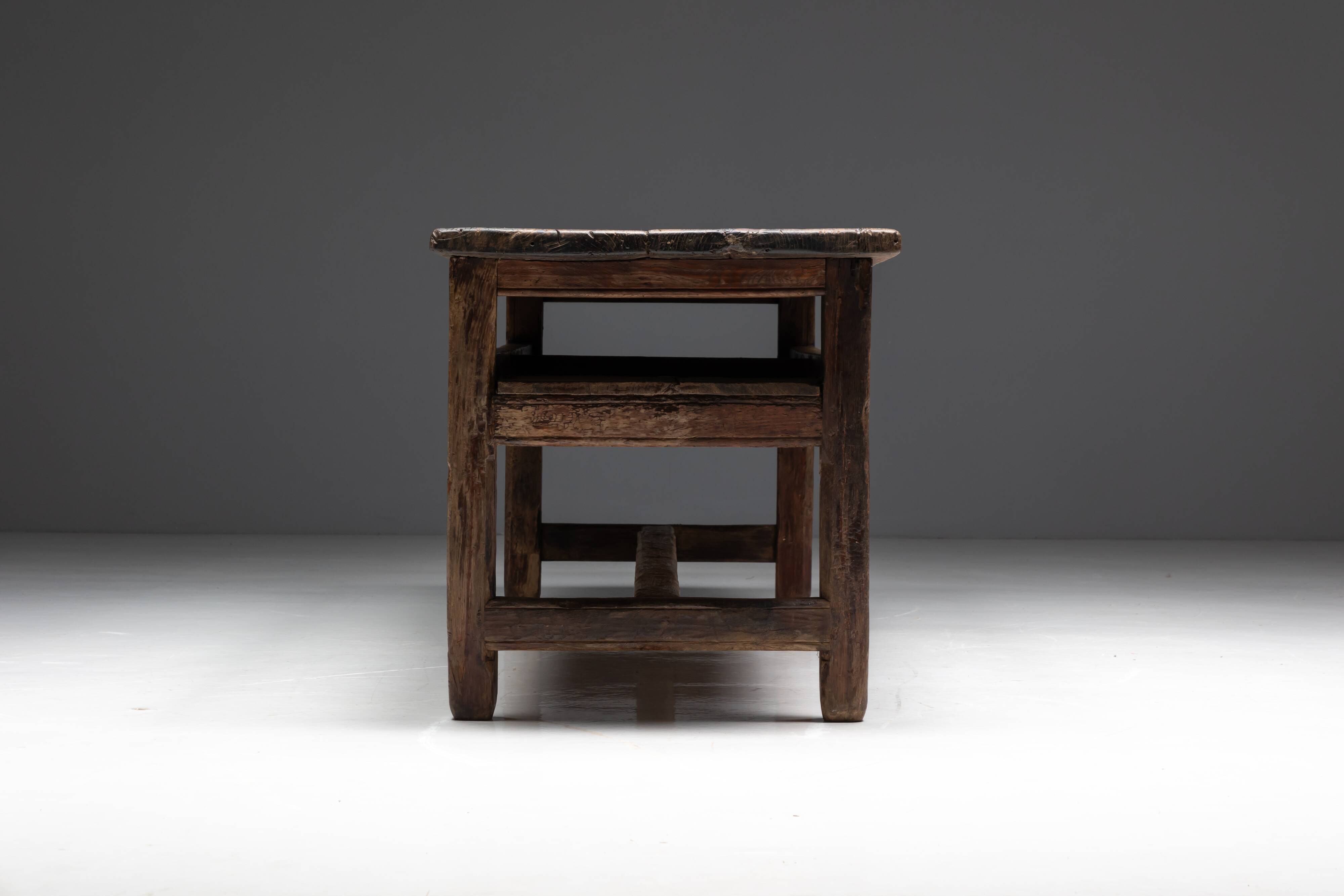 Wabi sabi farmhouse worktable, France, 19th century