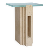 Travertine - Glass side table "LLOYD"