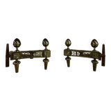 Pair of bronze andirons stamped bouhon frères in louis xvi style