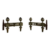 Paire de chenets en bronze estampillée bouhon frères de style louis xvi